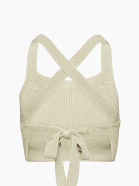 SHEIN Cream Knit Crisscross Tie-Back Crop Top